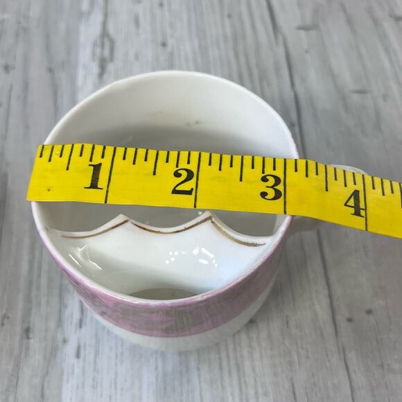 Vintage White Pink Floral Accent Gold Trim Mustache Guard Mug Cup Decor - Picture 13 of 13